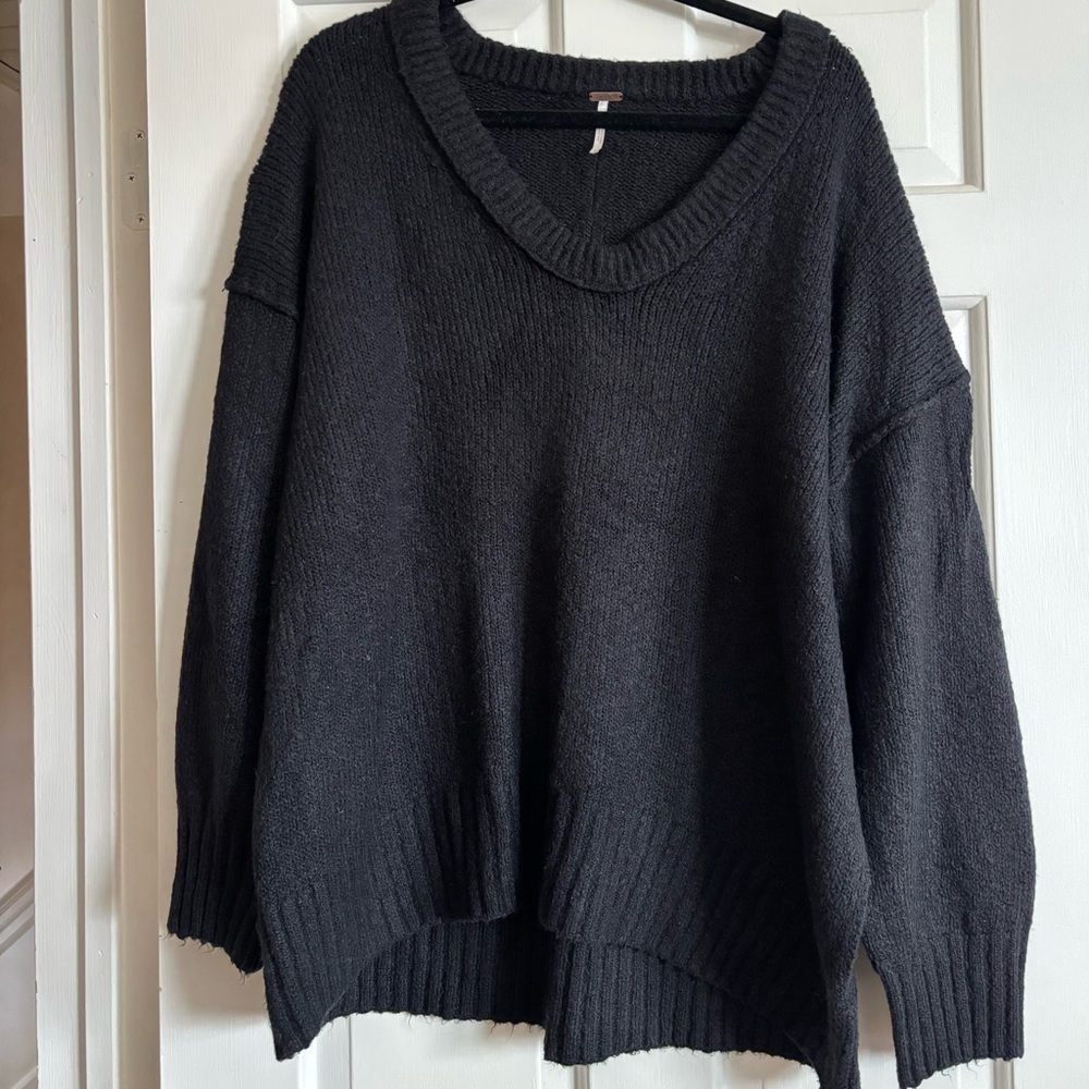 Free People Black V-Neck Sweater